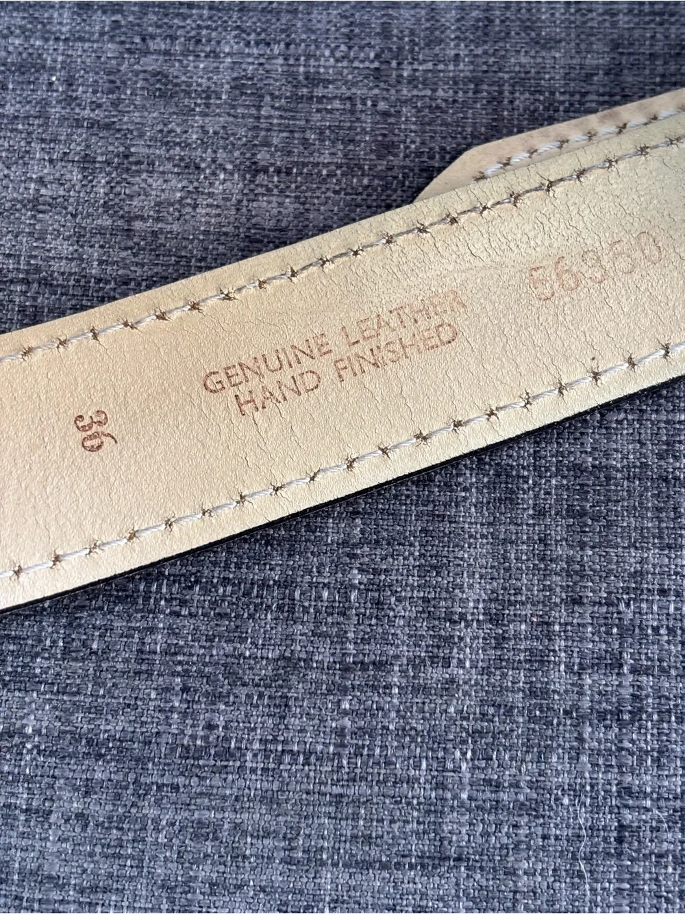 Penney’s Ranchcraft Vintage Textured Brown Leather Belt Contrast Stitching